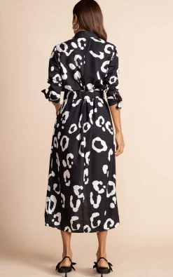 Women Dancing Leopard Alva Midi Shirt Dress In Oversized Mono Leopard