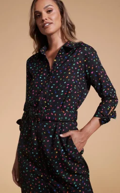 Women Dancing Leopard Alva Midi Shirt Dress In Abstract Multi
