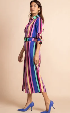 Women Dancing Leopard Alva Midi Shirt Dress In Stripe