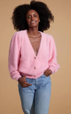 Women Dancing Leopard Bambino Cardigan In Candy Pink