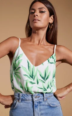 Women Dancing Leopard Birdie Cami Top In Tropic Green On White