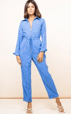 Women Dancing Leopard Blaze Boilersuit In Blue