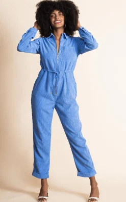 Women Dancing Leopard Blaze Boilersuit In Blue