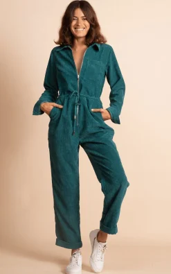 Women Dancing Leopard Blaze Boilersuit In Pine Green