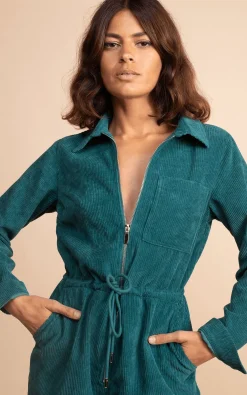 Women Dancing Leopard Blaze Boilersuit In Pine Green