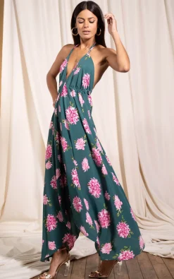 Women Dancing Leopard Boho Maxi Dress In Dahlia