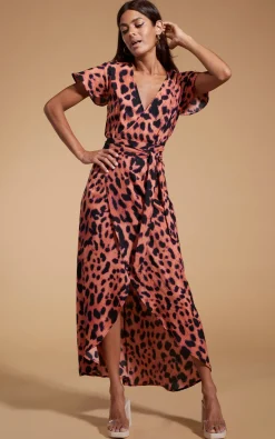 Women Dancing Leopard Cayenne Dress In Plorange Leopard