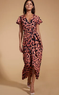 Women Dancing Leopard Cayenne Dress In Plorange Leopard