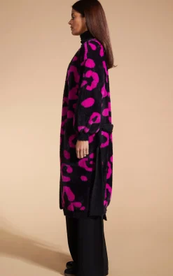 Women Dancing Leopard Coco Wrap Cardigan In Cerise On Black Leopard
