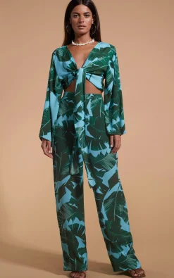 Women Dancing Leopard Cuba Trousers In Vintage Palm Blue Base