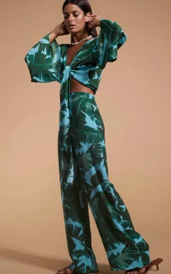 Women Dancing Leopard Cuba Trousers In Vintage Palm Blue Base