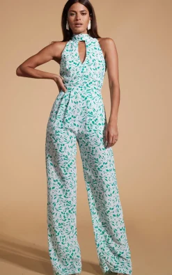 Women Dancing Leopard Cypress Jumpsuit In Green Leaf