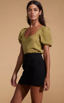 Women Dancing Leopard Daphne Pointelle Top In Khaki