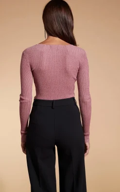 Women Dancing Leopard Darcy Sparkle Knit Top In Dusty Pink