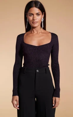 Women Dancing Leopard Darcy Sparkle Knit Top In Purple