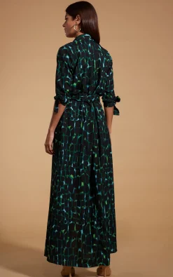 Women Dancing Leopard Dove Dress In Green Alligator