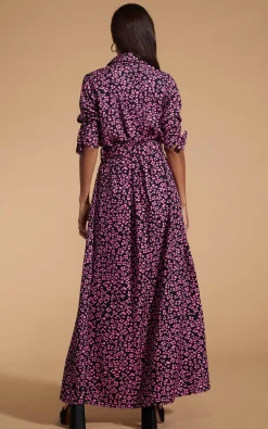 Women Dancing Leopard Dove Dress In Pink On Black Leopard