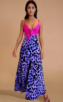 Women Dancing Leopard Florence Dress In Magenta And Lilac Leopard Mix