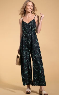 Women Dancing Leopard Gabriella Jumpsuit In Abstract Green On Black