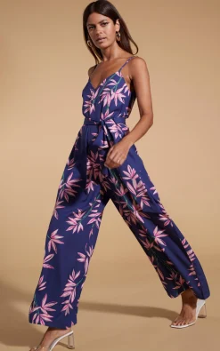Women Dancing Leopard Gabriella Jumpsuit In Bamboo Navy Base