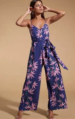Women Dancing Leopard Gabriella Jumpsuit In Bamboo Navy Base