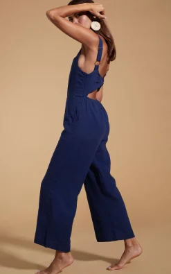Women Dancing Leopard Halo Kimani Twist Back Jumpsuit In Navy
