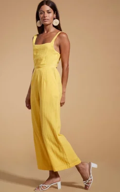 Women Dancing Leopard Halo Kimani Twist Back Jumpsuit In Primrose Yellow
