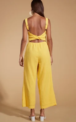 Women Dancing Leopard Halo Kimani Twist Back Jumpsuit In Primrose Yellow