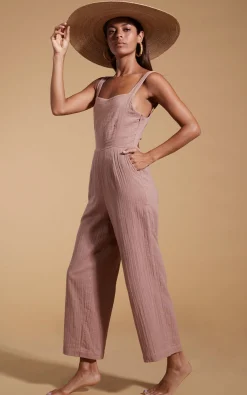 Women Dancing Leopard Halo Kimani Twist Back Jumpsuit In Fawn