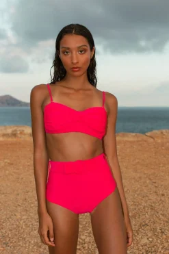 Women Dancing Leopard Halo Lalita Bandeau Bikini Top In Hot Pink
