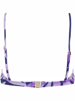 Women Dancing Leopard Halo Lalita Bandeau Bikini Top In Watercolour Purple Leaf