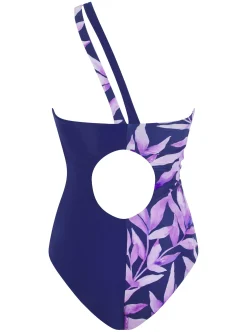 Women Dancing Leopard Halo Portinax Swimsuit In Watercolour Purple Leaf & Navy