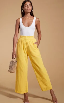 Women Dancing Leopard Halo Tahiti Trousers In Primrose Yellow