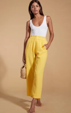 Women Dancing Leopard Halo Tahiti Trousers In Primrose Yellow