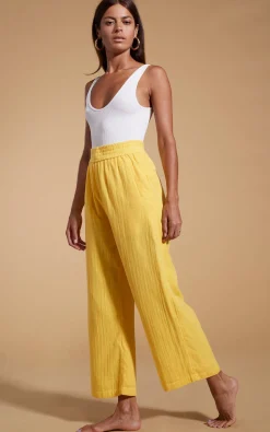 Women Dancing Leopard Halo Tahiti Trousers In Primrose Yellow