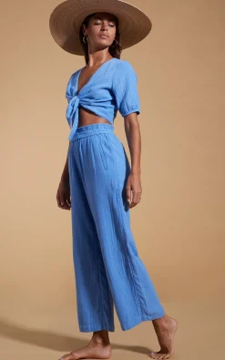 Women Dancing Leopard Halo Tahiti Trousers In Sky Blue