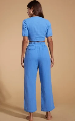 Women Dancing Leopard Halo Tahiti Trousers In Sky Blue
