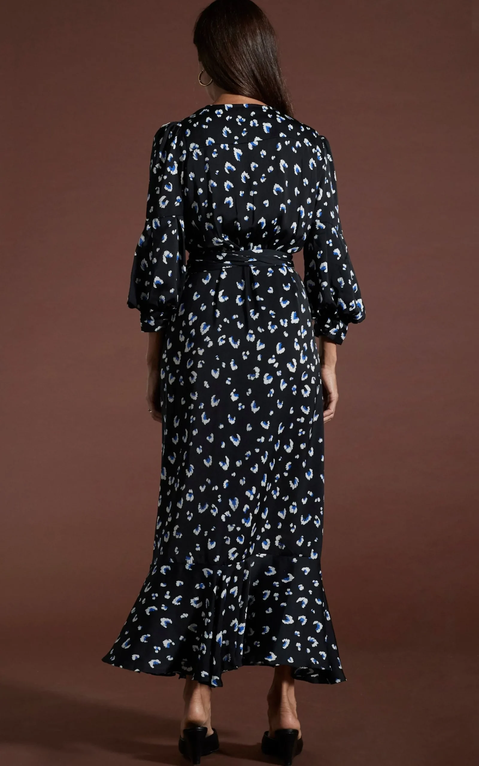 Women Dancing Leopard Havannah Maxi Wrap Dress In Abstract White On Black Leopard