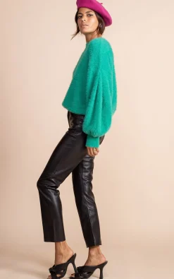 Women Dancing Leopard Honey Jumper In Vivid Green