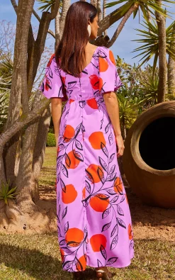 Women Dancing Leopard Ivorie Midaxi Dress In Sunset Dot