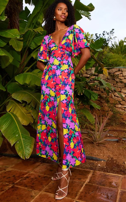 Women Dancing Leopard Ivorie Midaxi Dress In Vintage Floral