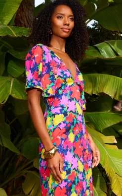 Women Dancing Leopard Ivorie Midaxi Dress In Vintage Floral