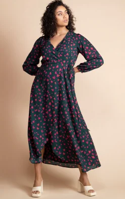 Women Dancing Leopard Jagger Maxi Dress In Abstract Pink On Green
