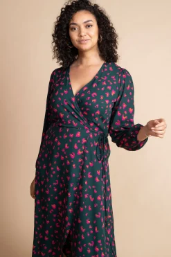 Women Dancing Leopard Jagger Maxi Dress In Abstract Pink On Green