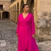 Women Dancing Leopard Jagger Maxi Dress In Magenta - Extended Sizing