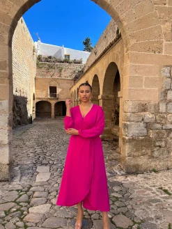 Women Dancing Leopard Jagger Maxi Dress In Magenta - Extended Sizing