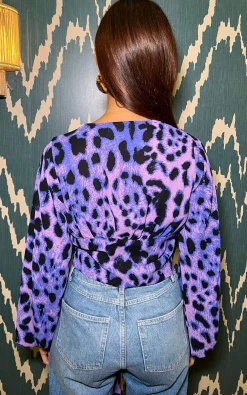 Women Dancing Leopard Joanie Tie Top In Lilac Leopard