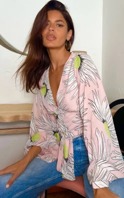 Women Dancing Leopard Joanie Tie Top In Pink Echinacea