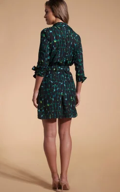 Women Dancing Leopard Jonah Mini Shirt Dress In Green Alligator