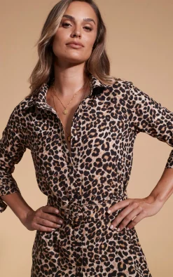 Women Dancing Leopard Jonah Mini Shirt Dress In Rich Leopard